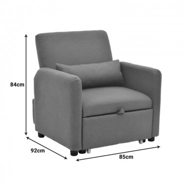 Πολυθρόνα-κρεβάτι Flexa ύφασμα γκρι 85x92x84εκ Υλικό: PINE AND PLY WOOD  FRAME -FABRIC - PLASTIC LEGS 272-000005