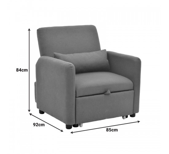 Πολυθρόνα-κρεβάτι Flexa ύφασμα μαύρο 85x92x84εκ Υλικό: PINE AND PLY WOOD  FRAME -FABRIC - PLASTIC LEGS 272-000006