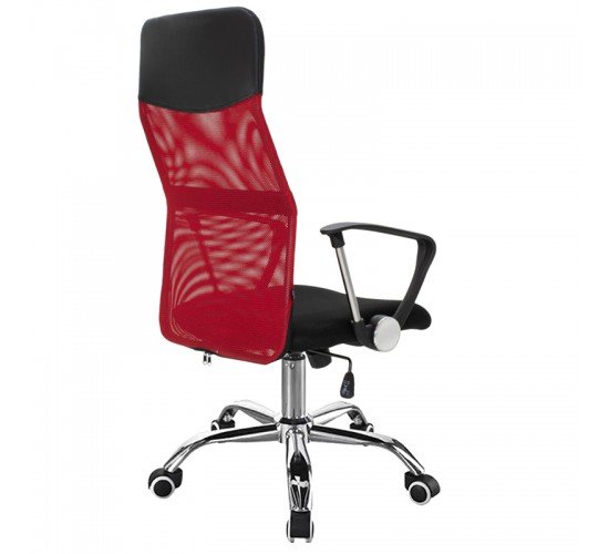 Καρέκλα γραφείου διευθυντή Joel I με ύφασμα mesh μαύρο-κόκκινο 60x60x109-118εκ Υλικό: MESH 274-000006