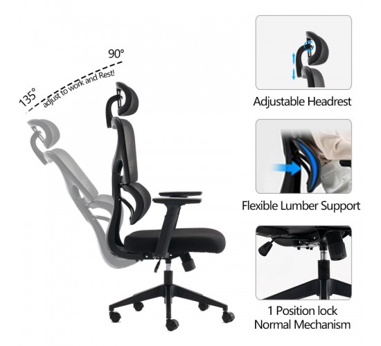 Καρέκλα γραφείου διευθυντή Cadrey mesh μαύρο 67x64x120-128εκ Υλικό: FABRIC MESH - ALUMINIUM 275-000023