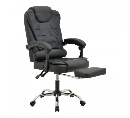 Καρέκλα γραφείου διευθυντή με υποπόδιο και μηχανισμό massage Volter pu μαύρο 62x70x110εκ Υλικό: METAL. PU 277-000013