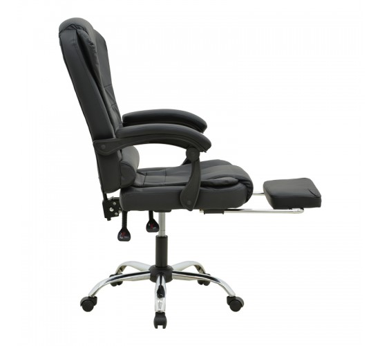 Καρέκλα γραφείου διευθυντή με υποπόδιο και μηχανισμό massage Volter pu μαύρο 62x70x110εκ Υλικό: METAL. PU 277-000013