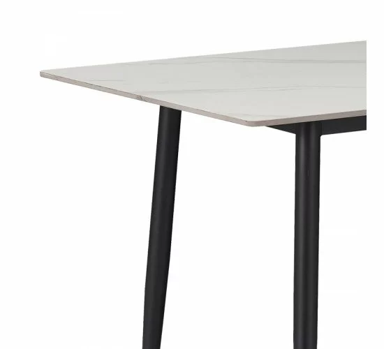 Τραπέζι Gustas λευκό μαρμάρου sintered stone-μαύρο μέταλλο 120x60x75εκ Υλικό: 12mm sintered stone - METAL 278-000001 Τραπέζι Gustas λευκό μαρμάρου sintered stone-μαύρο μέταλλο 120x60x75εκ Υλικό: 12mm sintered stone - METAL 278-000001