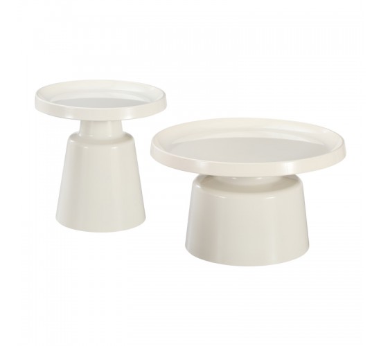 Τραπέζια σαλονιού Ginoze Inart σετ 2τεμ μέταλλο σε λευκή απόχρωση Υλικό: METAL 278-000032