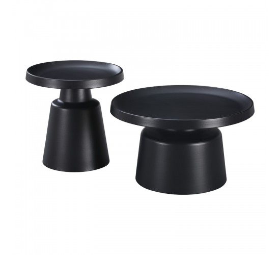 Τραπέζια σαλονιού Ginoze Inart σετ 2τεμ μέταλλο σε μαύρη απόχρωση Υλικό: METAL 278-000033