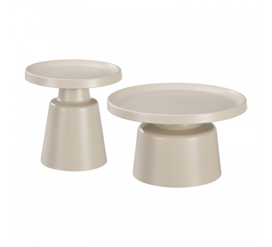 Τραπέζια σαλονιού Ginoze Inart σετ 2τεμ μέταλλο σε απόχρωση cappuccino Υλικό: METAL 278-000034