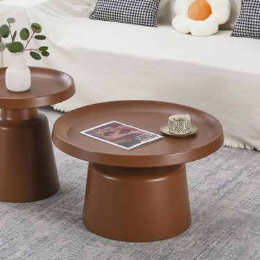 Τραπέζι σαλονιού Ginoze μέταλλο σε καφέ απόχρωση Φ70x42,5εκ Υλικό: METAL 278-000035