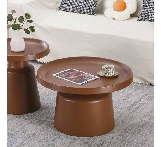 Τραπέζι σαλονιού Ginoze μέταλλο σε καφέ απόχρωση Φ70x42,5εκ Υλικό: METAL 278-000035