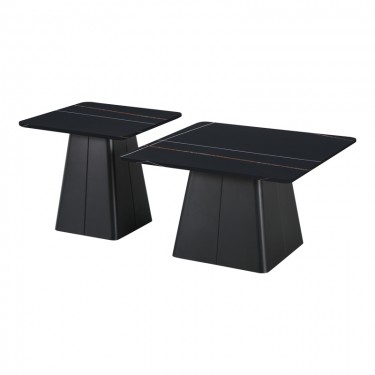Τραπέζια σαλονιού Square σετ 2 τεμ μέταλλο-sintered stone σε μαύρο μαρμάρου Υλικό: METAL - SINTERED STONE 278-000037
