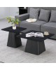 Τραπέζια σαλονιού Square σετ 2 τεμ μέταλλο-sintered stone σε μαύρο μαρμάρου Υλικό: METAL - SINTERED STONE 278-000037