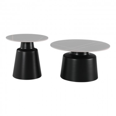 Τραπέζια σαλονιού Dualis σετ 2 τεμ μαυρο μέταλλο-sintered stone σε γκρι μαρμάρου Υλικό: METAL - SINTERED STONE 278-000041