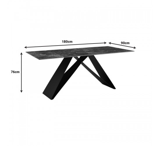 Τραπέζι Meja sintered stone μαύρο μαρμάρου -μεταλλικά πόδια 180x90x76εκ Υλικό: SINTERED STONE -  METAL 278-000042