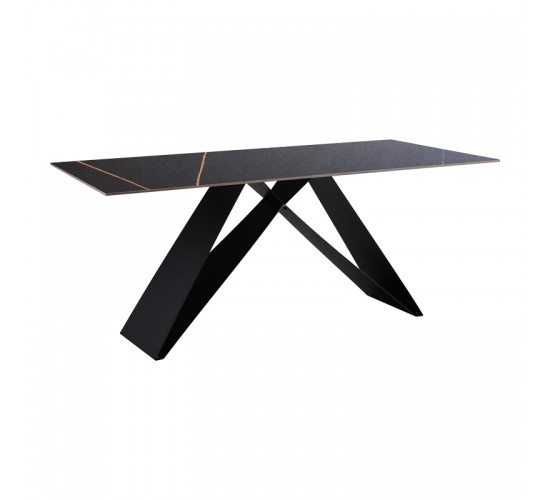 Τραπέζι Meja sintered stone μαύρο μαρμάρου -μεταλλικά πόδια 180x90x76εκ Υλικό: SINTERED STONE -  METAL 278-000042
