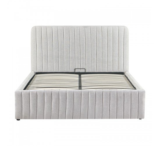 Κρεβάτι διπλό Zilin ύφασμα γκρι-μπεζ 160x200εκ Υλικό: FABRIC- PLYWOOD 279-000002