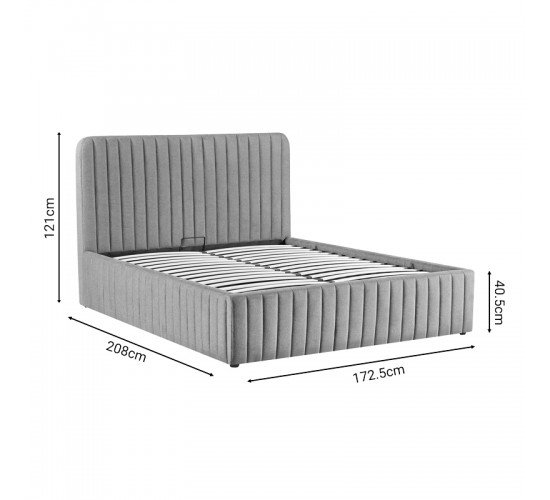 Κρεβάτι διπλό Zilin ύφασμα γκρι-μπεζ 160x200εκ Υλικό: FABRIC- PLYWOOD 279-000002
