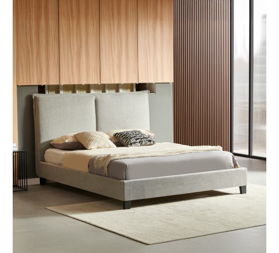 Κρεβάτι διπλό Majus ύφασμα γκρι-μπεζ 160x200εκ Υλικό: FABRIC- PLYWOOD 279-000010