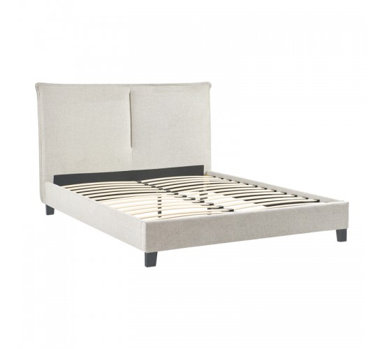 Κρεβάτι διπλό Majus ύφασμα γκρι-μπεζ 160x200εκ Υλικό: FABRIC- PLYWOOD 279-000010