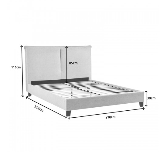 Κρεβάτι διπλό Majus ύφασμα γκρι-μπεζ 160x200εκ Υλικό: FABRIC- PLYWOOD 279-000010