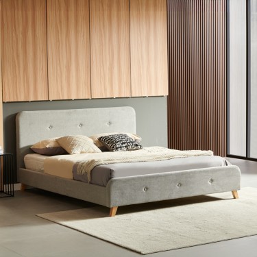 Κρεβάτι διπλό Restel ύφασμα γκρι-μπεζ 160x200εκ Υλικό: FABRIC- PLYWOOD 279-000013