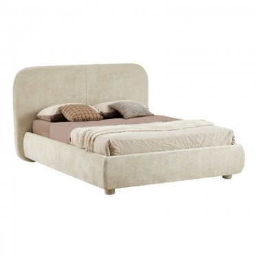 Κρεβάτι Salena ύφασμα σε μπεζ απόχρωση 160x200εκ Υλικό: FABRIC - PLYWOOD 279-000015