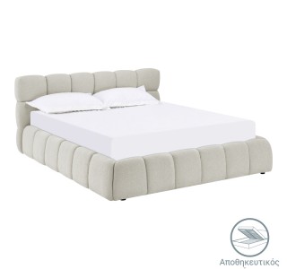 Κρεβάτι Jeby ύφασμα σε κρεμ απόχρωση με αποθηκευτικό χώρο 160x200εκ Υλικό: FABRIC - PLYWOOD - STAINLESS STEEL LEGS 279-000017