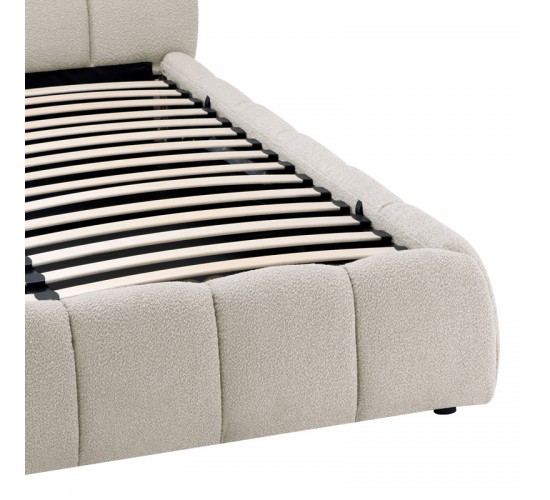 Κρεβάτι Jeby ύφασμα σε κρεμ απόχρωση με αποθηκευτικό χώρο 160x200εκ Υλικό: FABRIC - PLYWOOD - STAINLESS STEEL LEGS 279-000017