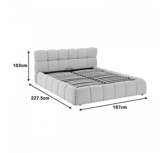 Κρεβάτι Jeby ύφασμα σε κρεμ απόχρωση με αποθηκευτικό χώρο 160x200εκ Υλικό: FABRIC - PLYWOOD - STAINLESS STEEL LEGS 279-000017