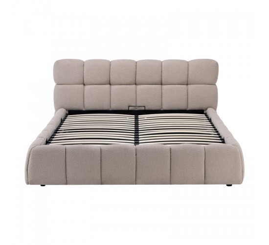 Κρεβάτι Jeby ύφασμα σε μπεζ απόχρωση με αποθηκευτικό χώρο 160x200εκ Υλικό: FABRIC - PLYWOOD - STAINLESS STEEL LEGS 279-000018