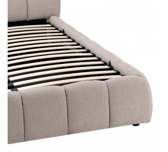Κρεβάτι Jeby ύφασμα σε μπεζ απόχρωση με αποθηκευτικό χώρο 160x200εκ Υλικό: FABRIC - PLYWOOD - STAINLESS STEEL LEGS 279-000018