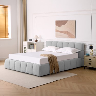 Κρεβάτι Jeby ύφασμα σε γκρι απόχρωση με αποθηκευτικό χώρο 160x200εκ Υλικό: FABRIC - PLYWOOD - STAINLESS STEEL LEGS 279-000019