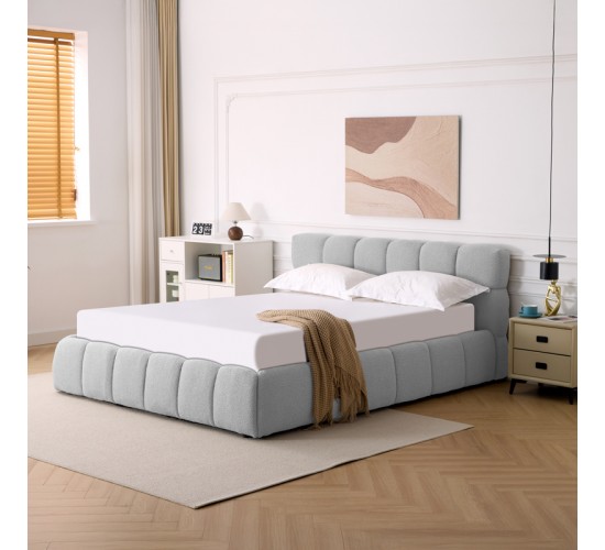 Κρεβάτι Jeby ύφασμα σε γκρι απόχρωση με αποθηκευτικό χώρο 160x200εκ Υλικό: FABRIC - PLYWOOD - STAINLESS STEEL LEGS 279-000019