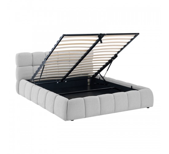 Κρεβάτι Jeby ύφασμα σε γκρι απόχρωση με αποθηκευτικό χώρο 160x200εκ Υλικό: FABRIC - PLYWOOD - STAINLESS STEEL LEGS 279-000019