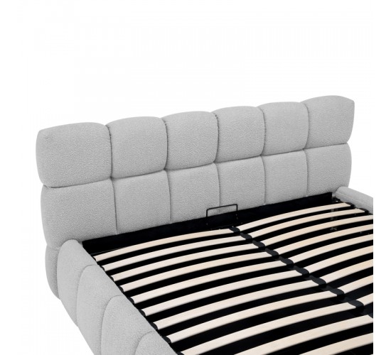 Κρεβάτι Jeby ύφασμα σε γκρι απόχρωση με αποθηκευτικό χώρο 160x200εκ Υλικό: FABRIC - PLYWOOD - STAINLESS STEEL LEGS 279-000019