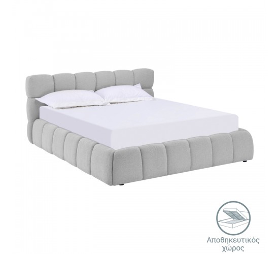 Κρεβάτι Jeby ύφασμα σε γκρι απόχρωση με αποθηκευτικό χώρο 160x200εκ Υλικό: FABRIC - PLYWOOD - STAINLESS STEEL LEGS 279-000019