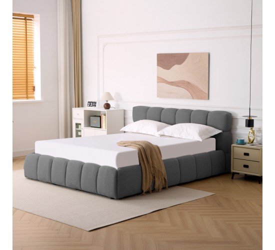 Κρεβάτι Jeby ύφασμα σε ανθρακί απόχρωση με αποθηκευτικό χώρο 160x200εκ Υλικό: FABRIC - PLYWOOD - STAINLESS STEEL LEGS 279-000020