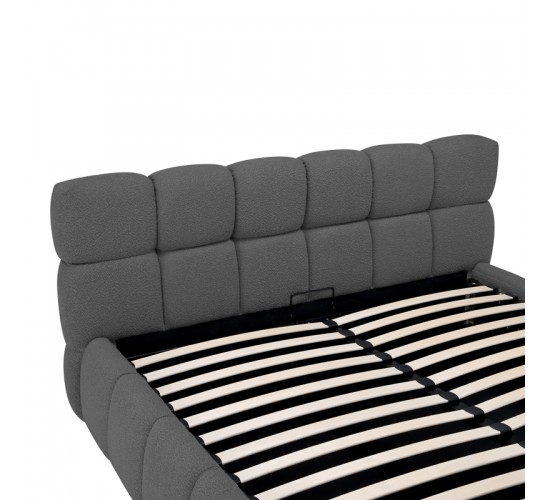 Κρεβάτι Jeby ύφασμα σε ανθρακί απόχρωση με αποθηκευτικό χώρο 160x200εκ Υλικό: FABRIC - PLYWOOD - STAINLESS STEEL LEGS 279-000020