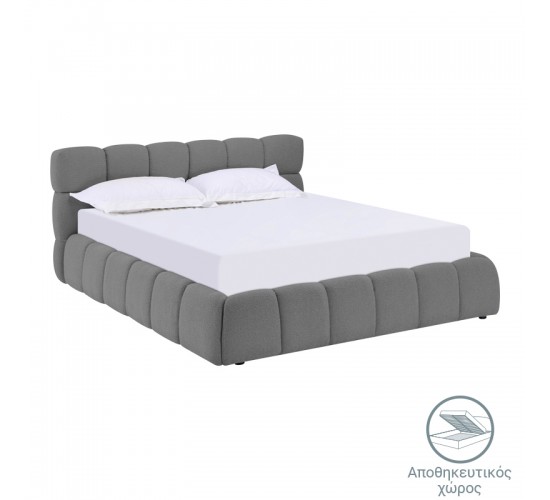 Κρεβάτι Jeby ύφασμα σε ανθρακί απόχρωση με αποθηκευτικό χώρο 160x200εκ Υλικό: FABRIC - PLYWOOD - STAINLESS STEEL LEGS 279-000020