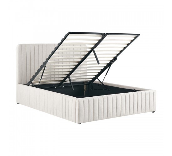 Κρεβάτι διπλό Zilin ύφασμα μπεζ με αποθηκευτικό χώρο 160x200εκ Υλικό: LINEN FABRIC- PLYWOOD - NON WOVEN FABRIC 279-000021