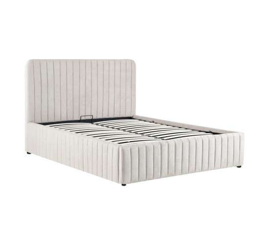 Κρεβάτι διπλό Zilin ύφασμα μπεζ με αποθηκευτικό χώρο 160x200εκ Υλικό: LINEN FABRIC- PLYWOOD - NON WOVEN FABRIC 279-000021