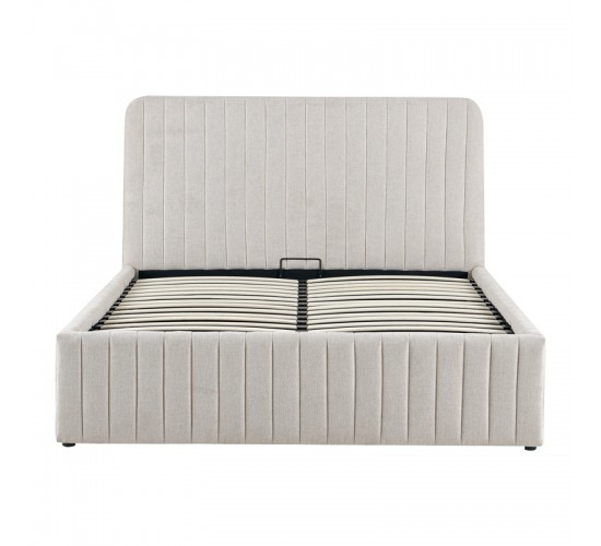 Κρεβάτι διπλό Zilin ύφασμα μπεζ με αποθηκευτικό χώρο 160x200εκ Υλικό: LINEN FABRIC- PLYWOOD - NON WOVEN FABRIC 279-000021