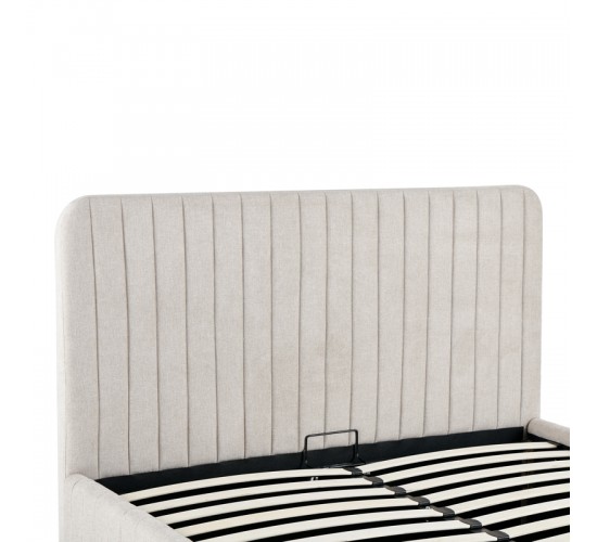 Κρεβάτι διπλό Zilin ύφασμα μπεζ με αποθηκευτικό χώρο 160x200εκ Υλικό: LINEN FABRIC- PLYWOOD - NON WOVEN FABRIC 279-000021