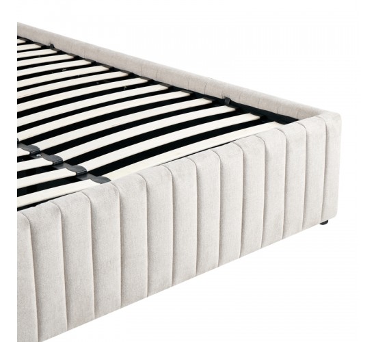 Κρεβάτι διπλό Zilin ύφασμα μπεζ με αποθηκευτικό χώρο 160x200εκ Υλικό: LINEN FABRIC- PLYWOOD - NON WOVEN FABRIC 279-000021