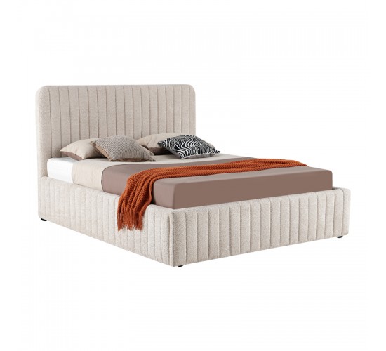 Κρεβάτι διπλό Zilin ύφασμα μπουκλε μπεζ με αποθηκευτικό χώρο 160x200εκ Υλικό: FABRIC- PLYWOOD 279-000022