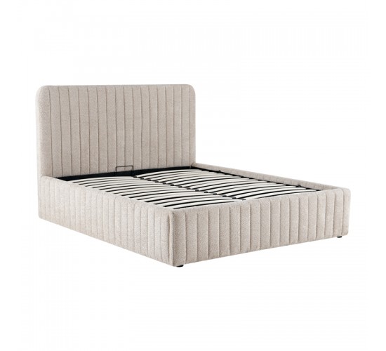 Κρεβάτι διπλό Zilin ύφασμα μπουκλε μπεζ με αποθηκευτικό χώρο 160x200εκ Υλικό: FABRIC- PLYWOOD 279-000022