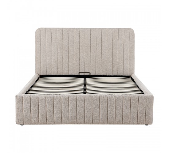 Κρεβάτι διπλό Zilin ύφασμα μπουκλε μπεζ με αποθηκευτικό χώρο 160x200εκ Υλικό: FABRIC- PLYWOOD 279-000022