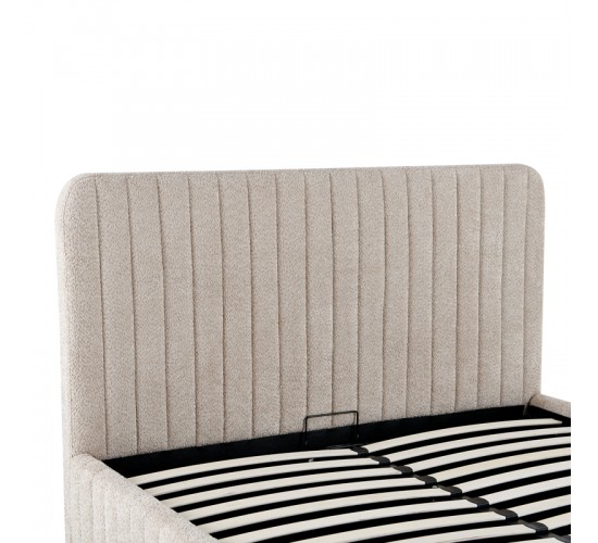 Κρεβάτι διπλό Zilin ύφασμα μπουκλε μπεζ με αποθηκευτικό χώρο 160x200εκ Υλικό: FABRIC- PLYWOOD 279-000022