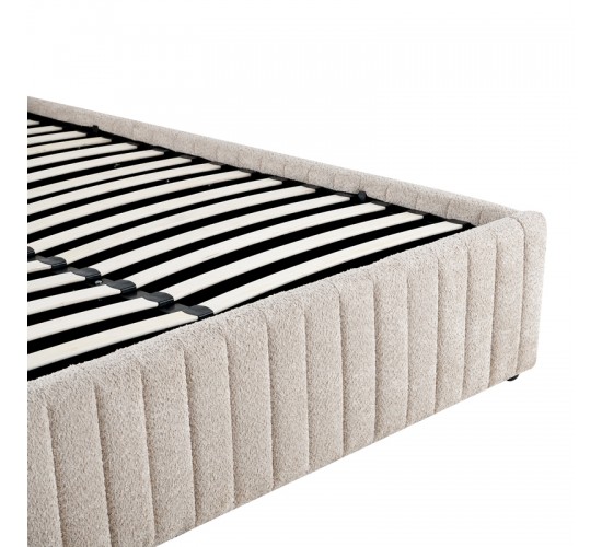 Κρεβάτι διπλό Zilin ύφασμα μπουκλε μπεζ με αποθηκευτικό χώρο 160x200εκ Υλικό: FABRIC- PLYWOOD 279-000022