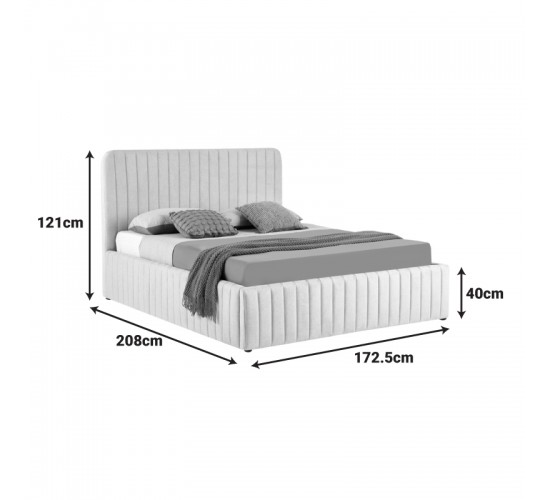 Κρεβάτι διπλό Zilin ύφασμα μπουκλε μπεζ με αποθηκευτικό χώρο 160x200εκ Υλικό: FABRIC- PLYWOOD 279-000022