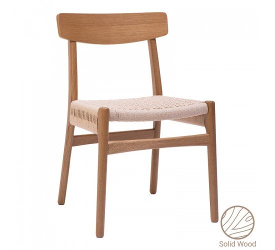 Καρέκλα Safal oak δρυς ξύλο-έδρα εκρού σχοινί 51x50x78εκ Υλικό: FRAME SOLID BEECH WOOD- BACK PLYWOOD - ROPE 281-000003