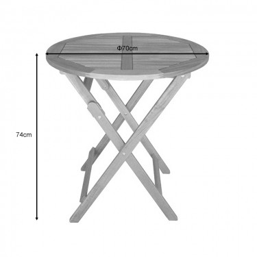 Τραπέζι Capruva πτυσσόμενο φυσικό ξύλο ακακίας Φ70x74εκ Υλικό: ACACIA 282-000019